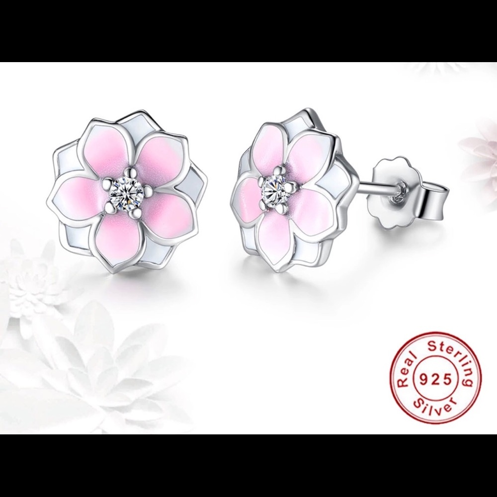 COPY - Silver pink/white stud fashion earrings